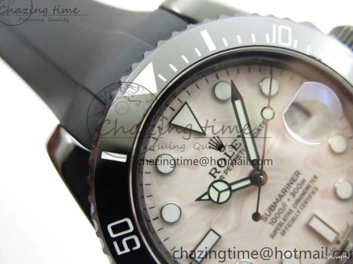 5GF Black Black Best SA3135 Cream Ceramic Dial Submariner on 40mm Strap Rubber Edition 1224